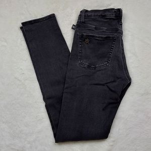 Rock & Republic Black Skinny Stretch Low Rise Distressed Jeans Size 6
